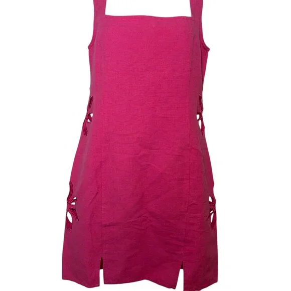 Tach Afrodita Pink Linen Cutout Mini Dress Size Small NWT